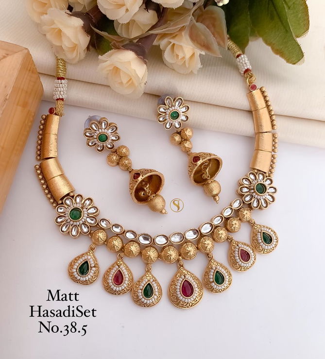 05 MH Designer Golden Matte Hasadi Set Wholesale Shop In Surat
